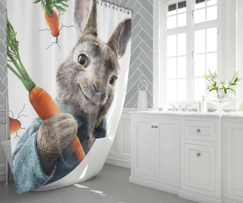 Peter Rabbit Carrot Chase Whimsical Delight Shower Curtain 1