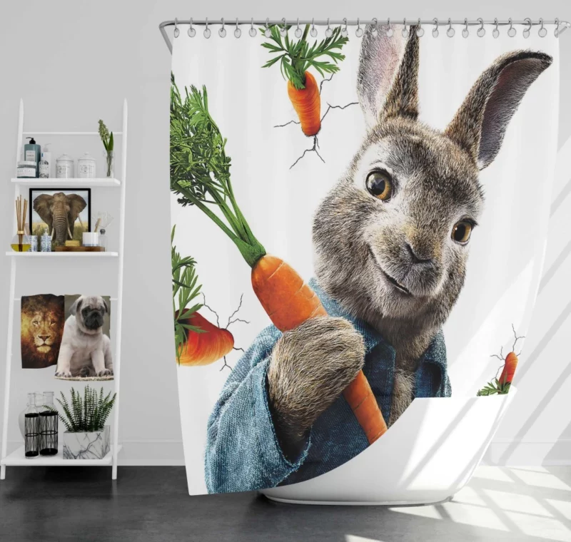 Peter Rabbit Carrot Chase Whimsical Delight Shower Curtain