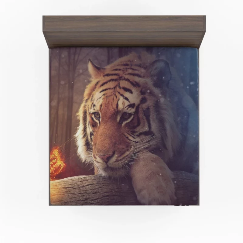 Photography Manipulation Fiery Tiger Dreams Fitted Sheet 1