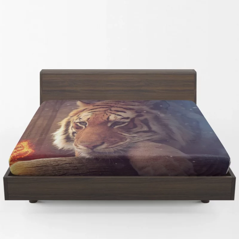 Photography Manipulation Fiery Tiger Dreams Fitted Sheet