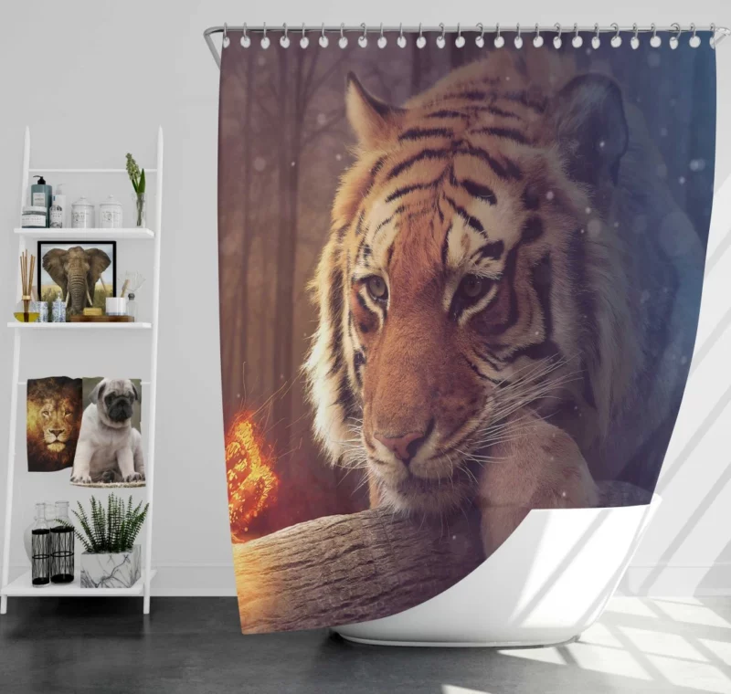 Photography Manipulation Fiery Tiger Dreams Shower Curtain