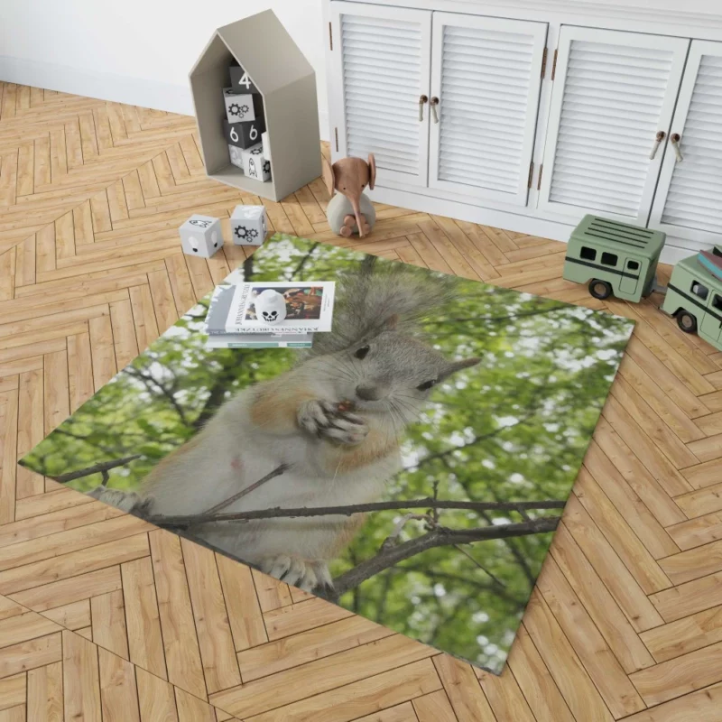 Playful Acrobatics Squirrel Nature Dance Rug 1