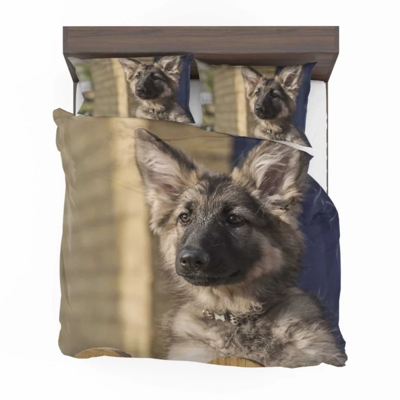 Playful German Shepherd Puppy Furry Delight Bedding Set 1