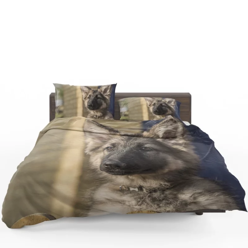 Playful German Shepherd Puppy Furry Delight Bedding Set