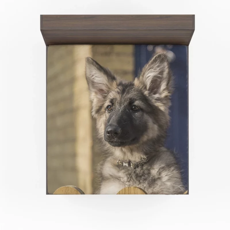 Playful German Shepherd Puppy Furry Delight Fitted Sheet 1