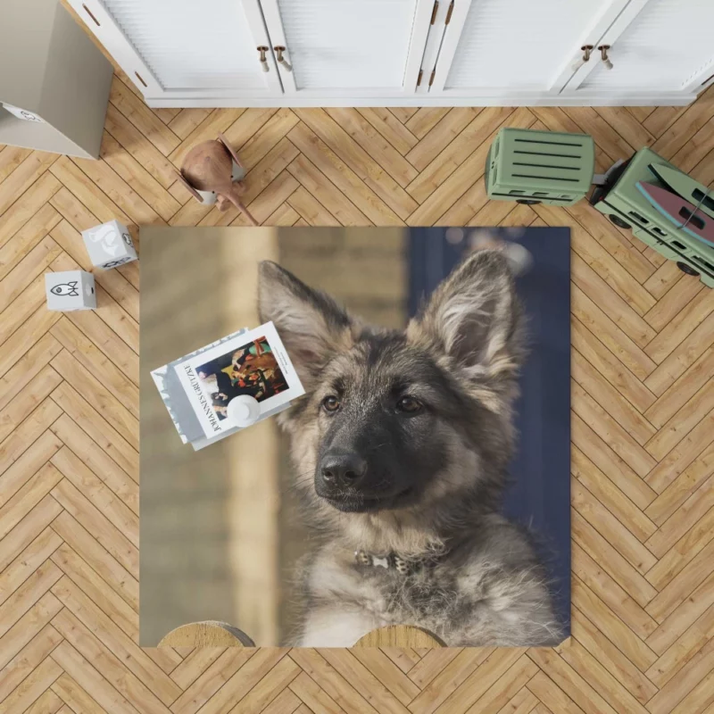 Playful German Shepherd Puppy Furry Delight Rug