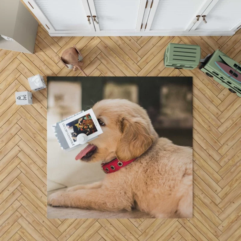 Playful Golden Retriever Puppy Furry Delight Rug