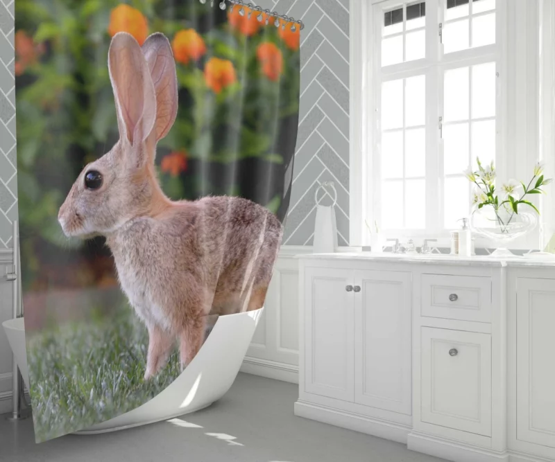 Playful Innocence Rabbit Whisker Charm Shower Curtain 1