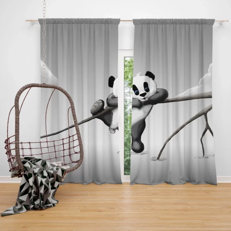 Playful Panda Bamboo Delight Curtain