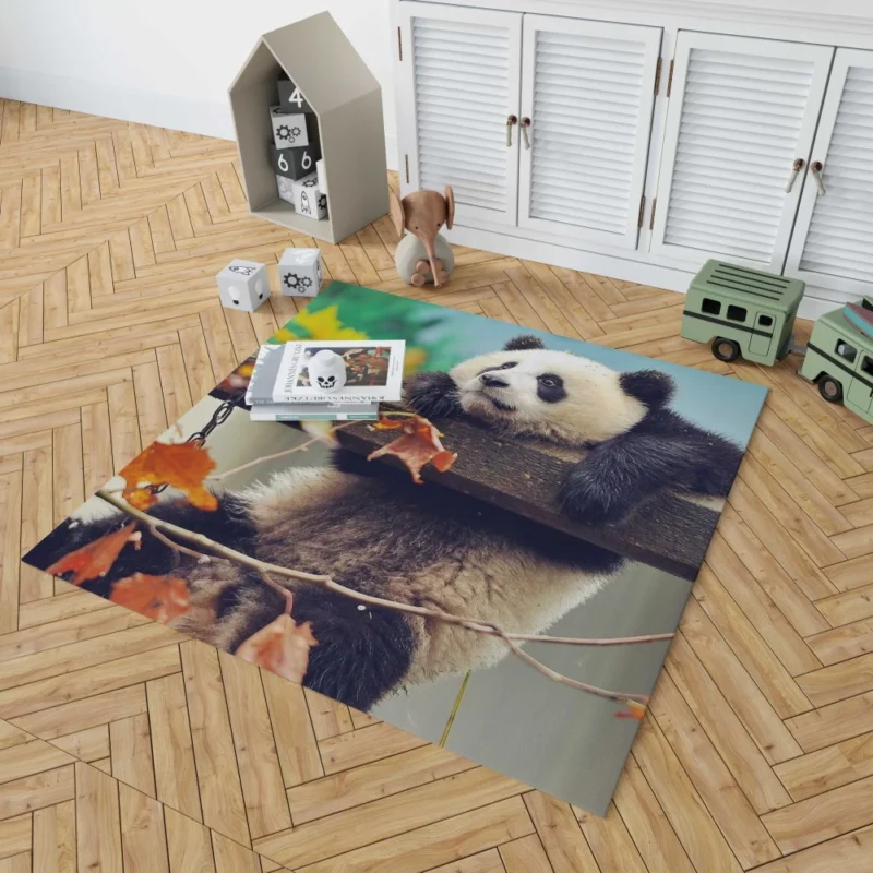 Playful Panda Cub Fall Adventure Rug 1