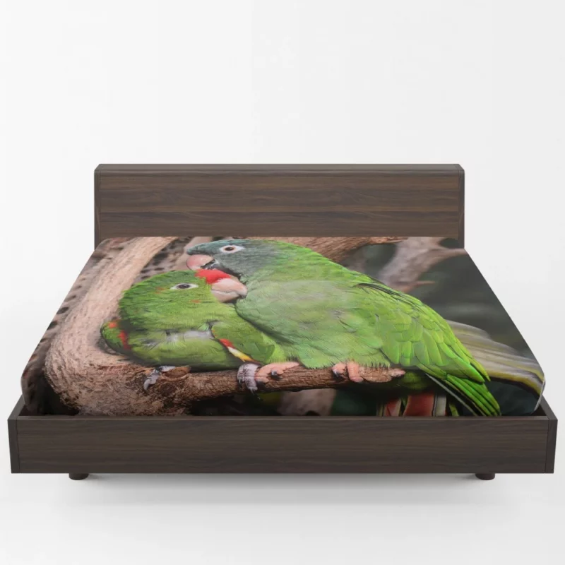 Playful Parrots on a Perch Fitted Sheet