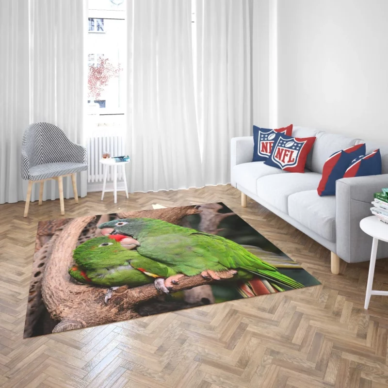 Playful Parrots on a Perch Rug 2