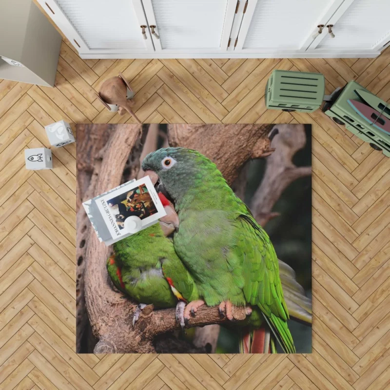 Playful Parrots on a Perch Rug