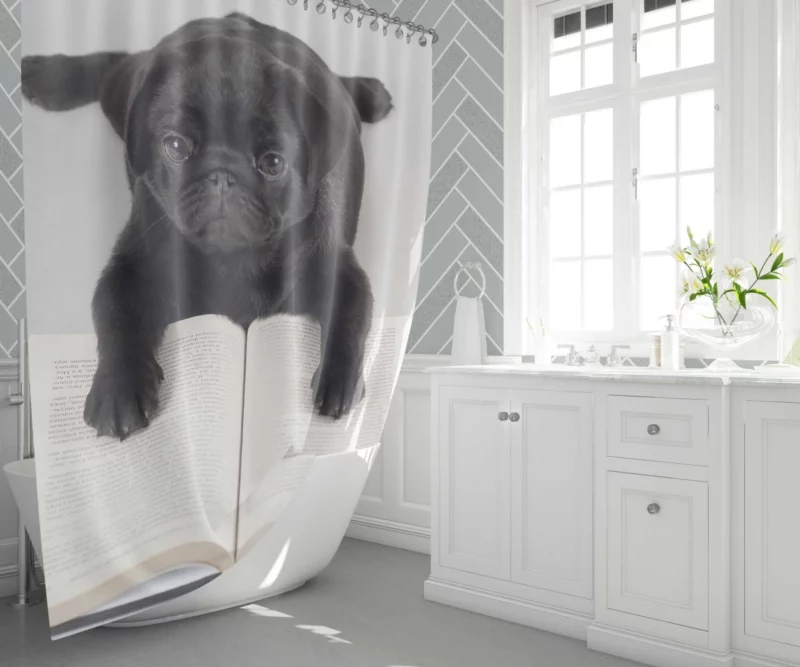 Playful Pug Charm Shower Curtain 1