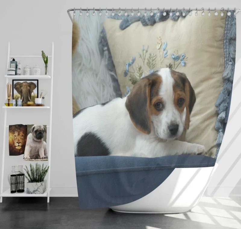 Playful Puppy Canine Joy Unveiled Shower Curtain