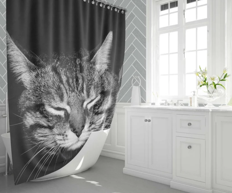 Playful Tabby Feline Joy Unveiled Shower Curtain 1