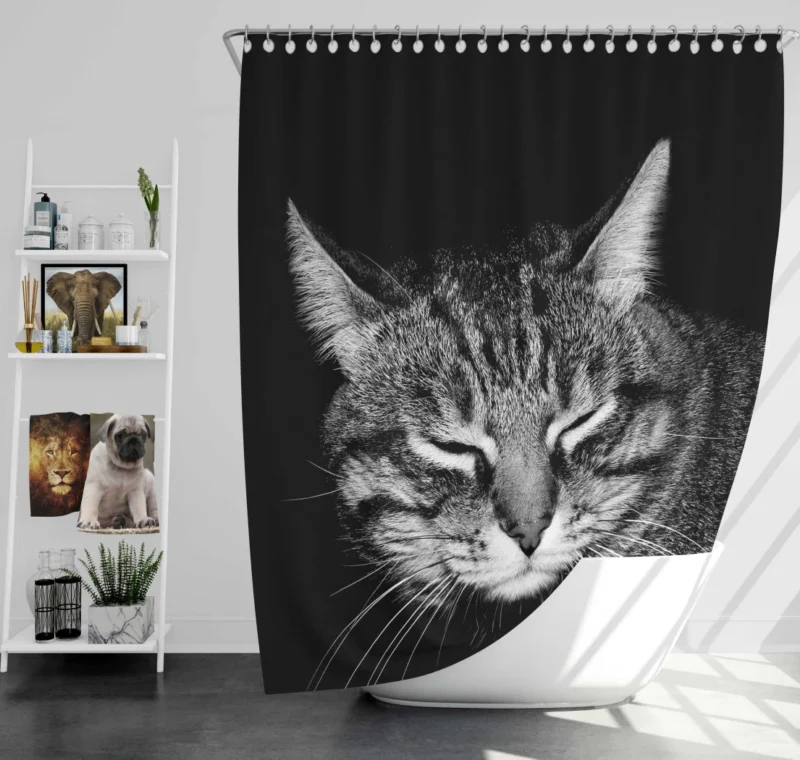 Playful Tabby Feline Joy Unveiled Shower Curtain