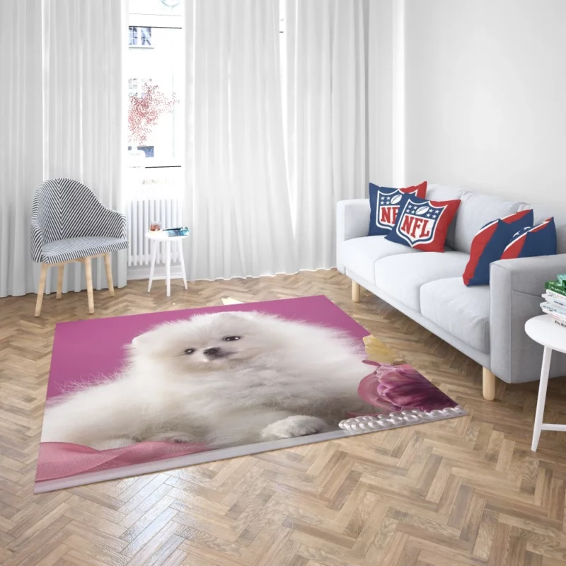 Pomeranian Puppies Pearl Play Furry Innocence Rug 2