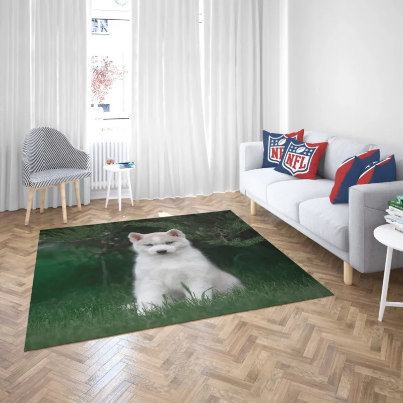 Precious Husky Puppy Playful Glee Rug 2