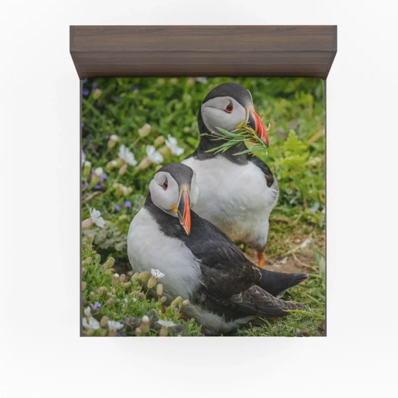 Puffin Whimsical Stance Coastal Watcher Fitted Sheet 1