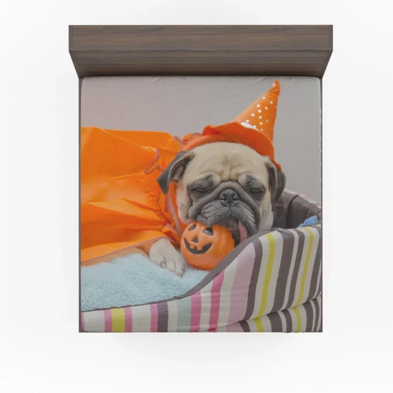 Pug Halloween Fun Furry Festivities Fitted Sheet 1