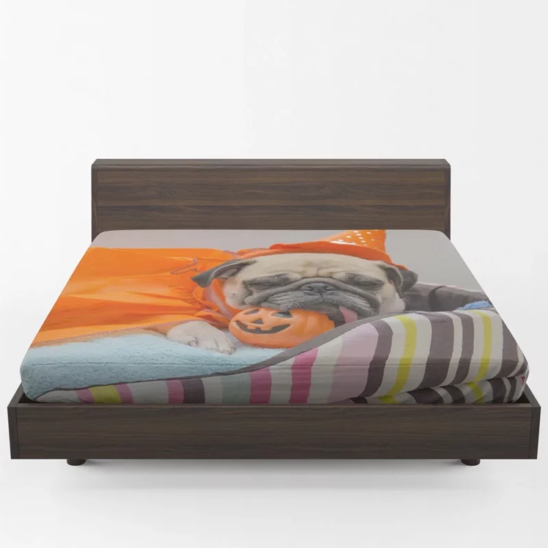 Pug Halloween Fun Furry Festivities Fitted Sheet