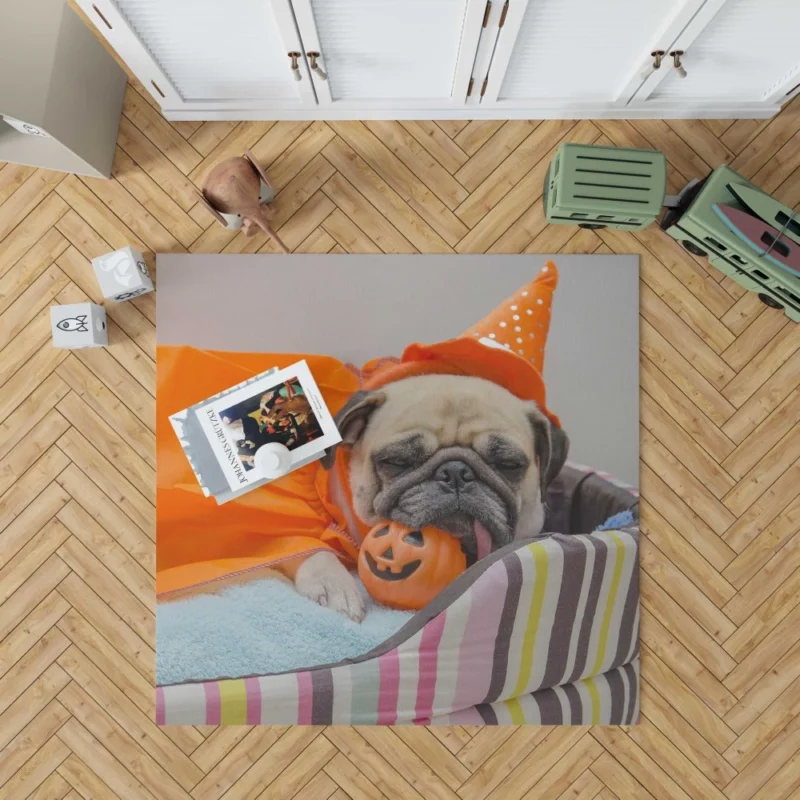 Pug Halloween Fun Furry Festivities Rug