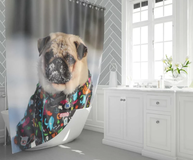 Pug Playful Antics Shower Curtain 1