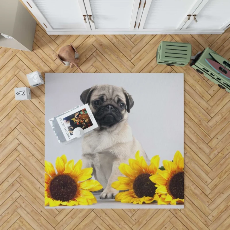 Pug Playful Charm Snowy Playtime Rug