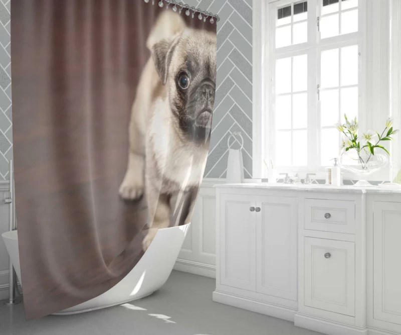 Pug Puppy Adorable Innocence Shower Curtain 1