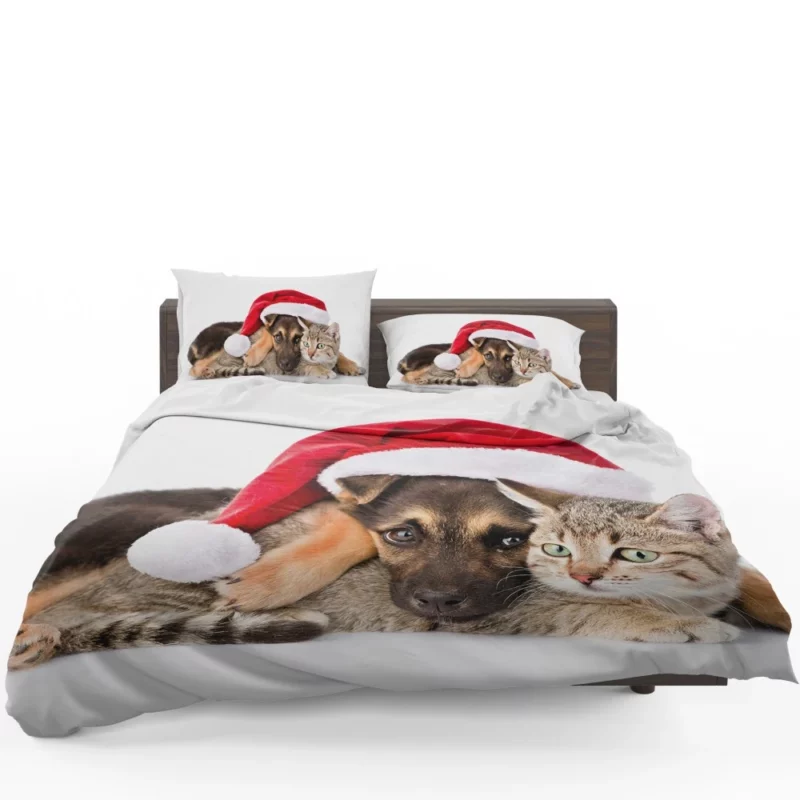 Puppy and Cat Christmas Play Bedding Set