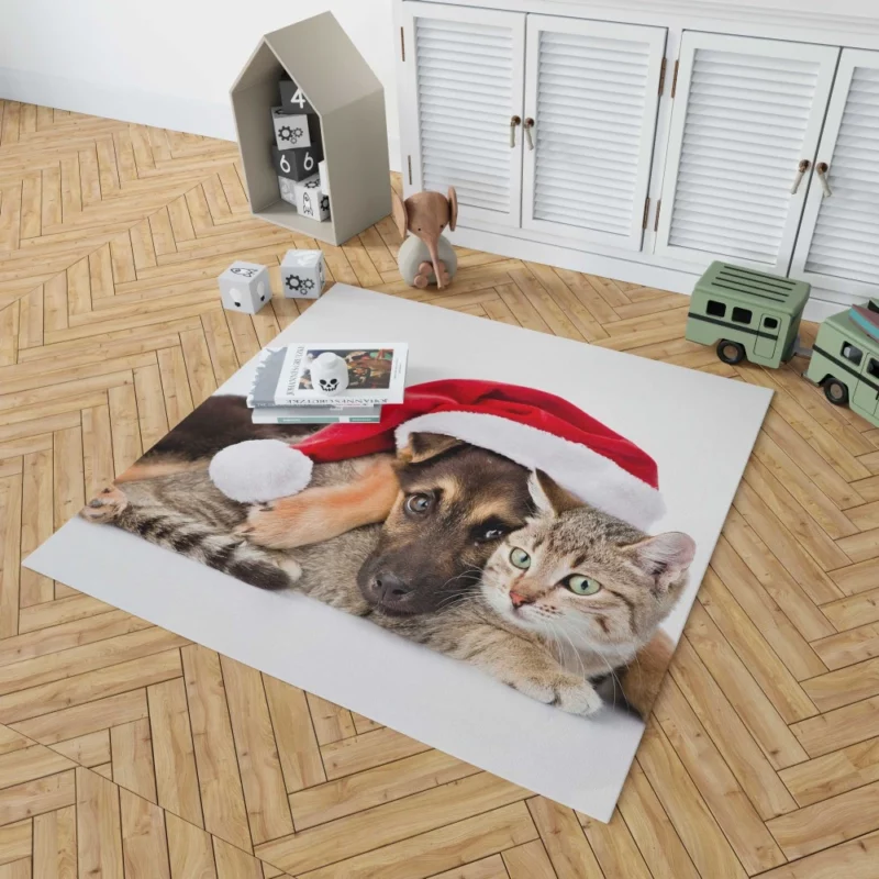 Puppy and Cat Christmas Play Rug 1