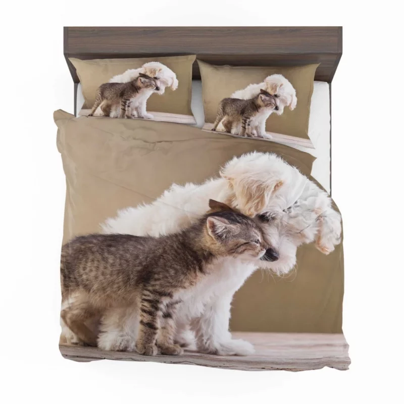 Puppy and Kitten Love Adorable Bond Bedding Set 1