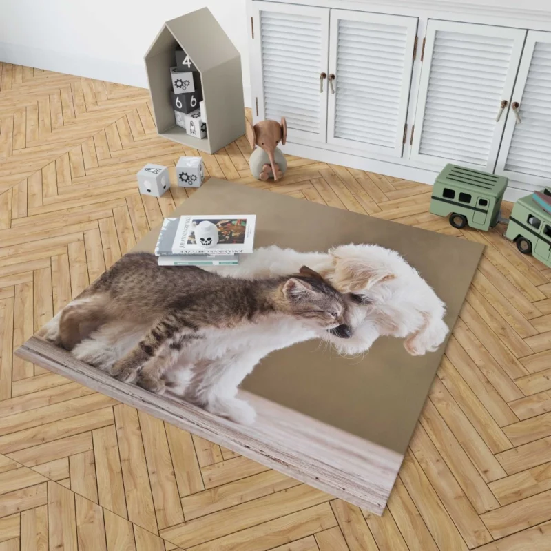 Puppy and Kitten Love Adorable Bond Rug 1