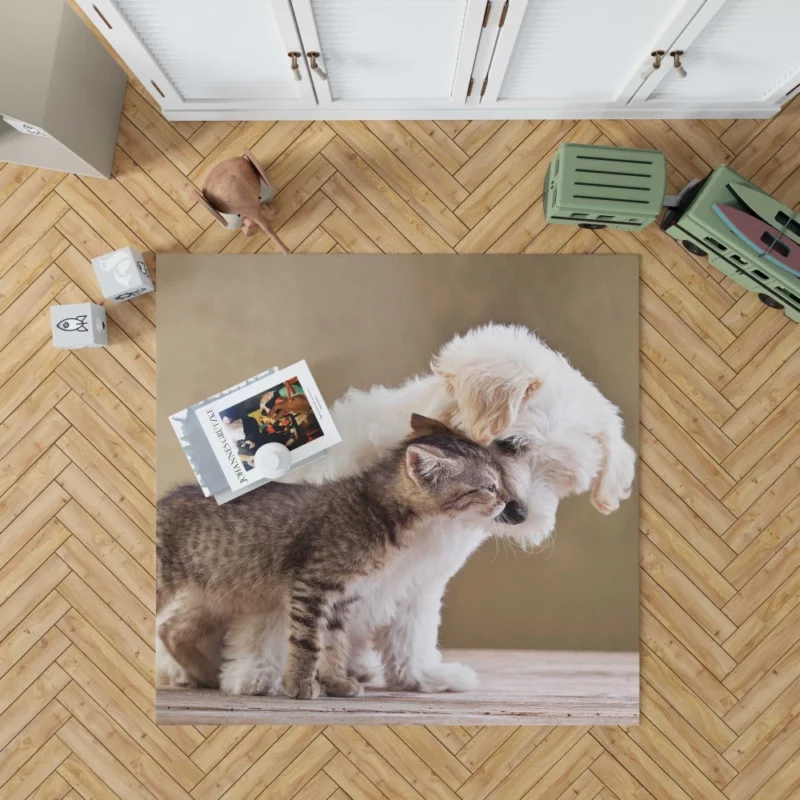 Puppy and Kitten Love Adorable Bond Rug