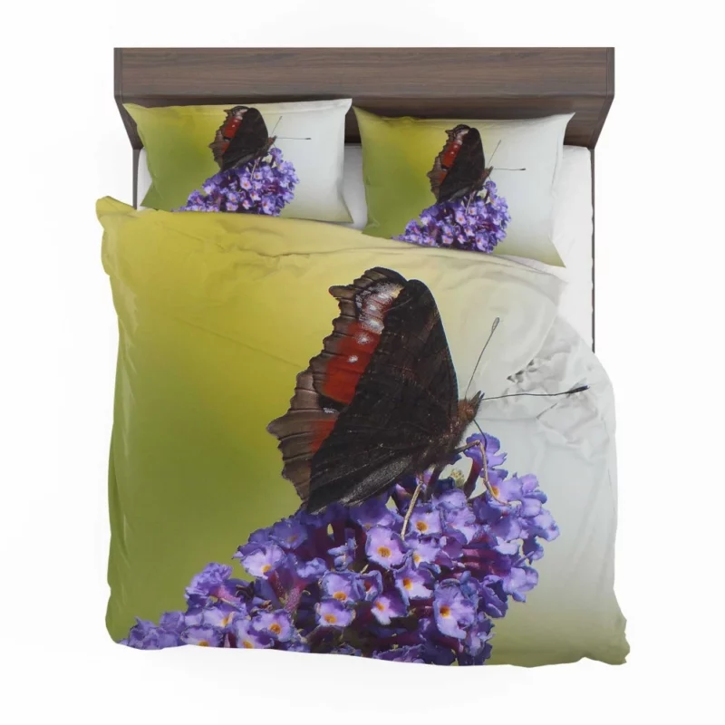 Purple Butterfly on Flower Delicate Beauty Bedding Set 1