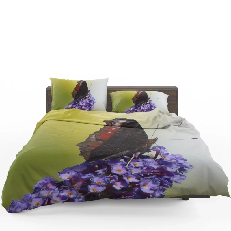 Purple Butterfly on Flower Delicate Beauty Bedding Set