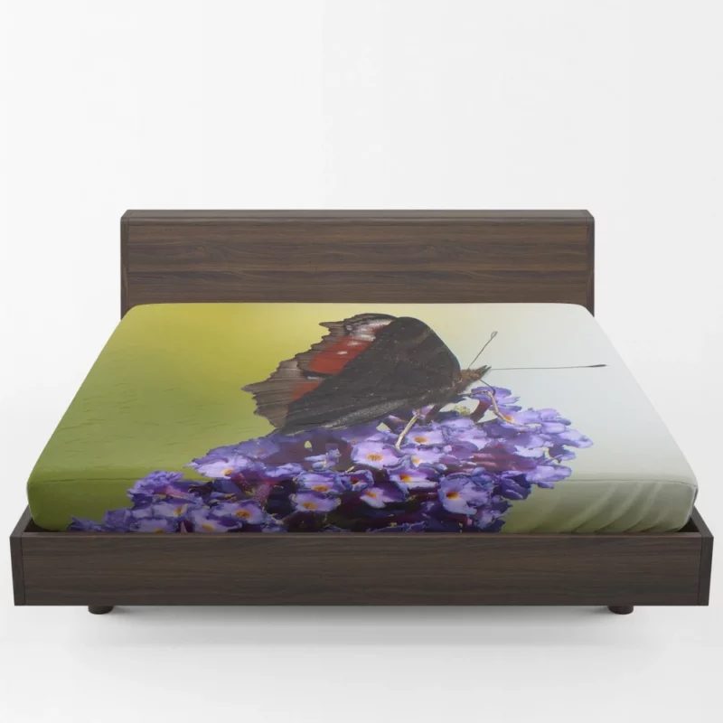 Purple Butterfly on Flower Delicate Beauty Fitted Sheet