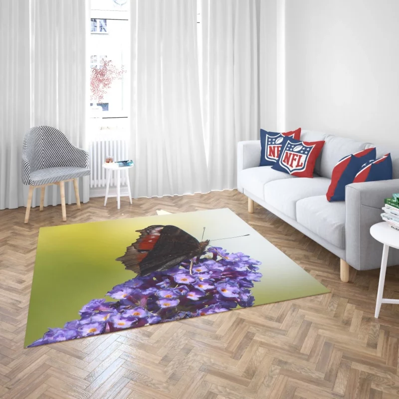 Purple Butterfly on Flower Delicate Beauty Rug 2