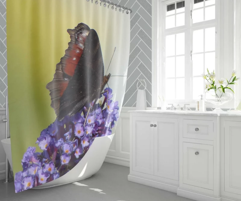 Purple Butterfly on Flower Delicate Beauty Shower Curtain 1