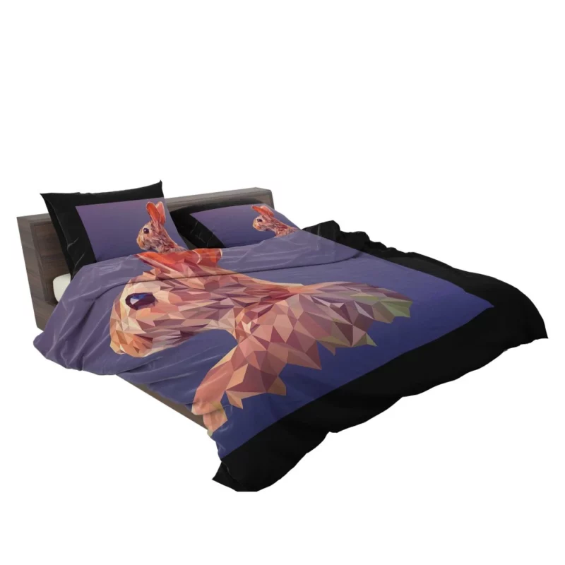 Rabbit Low Poly Facets Whimsical Art Bedding Set 2