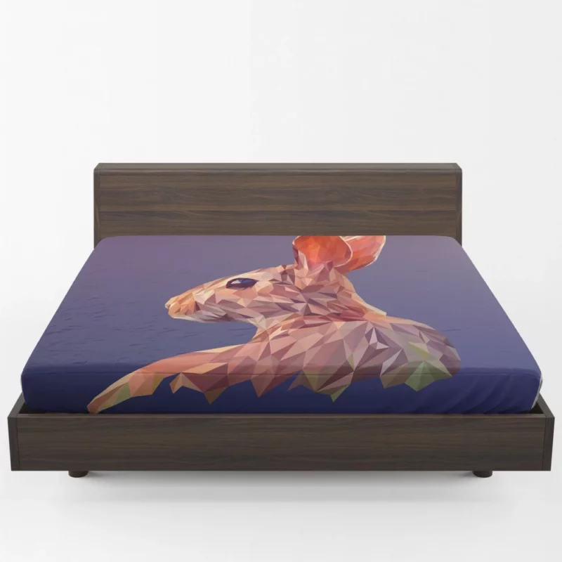 Rabbit Low Poly Facets Whimsical Art Fitted Sheet