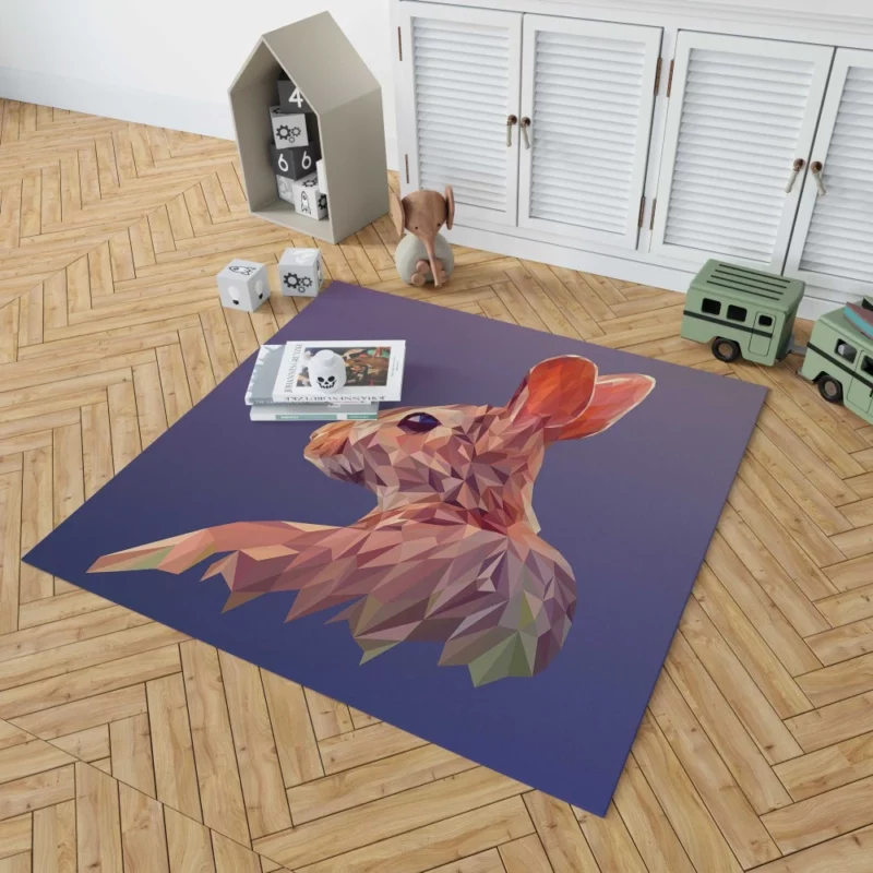 Rabbit Low Poly Facets Whimsical Art Rug 1