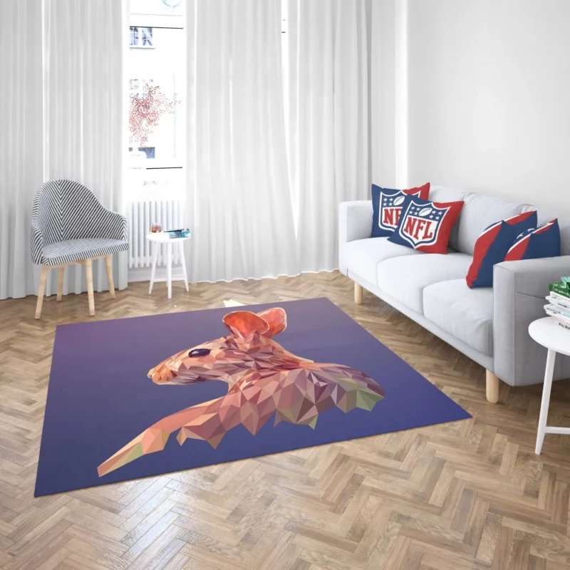 Rabbit Low Poly Facets Whimsical Art Rug 2