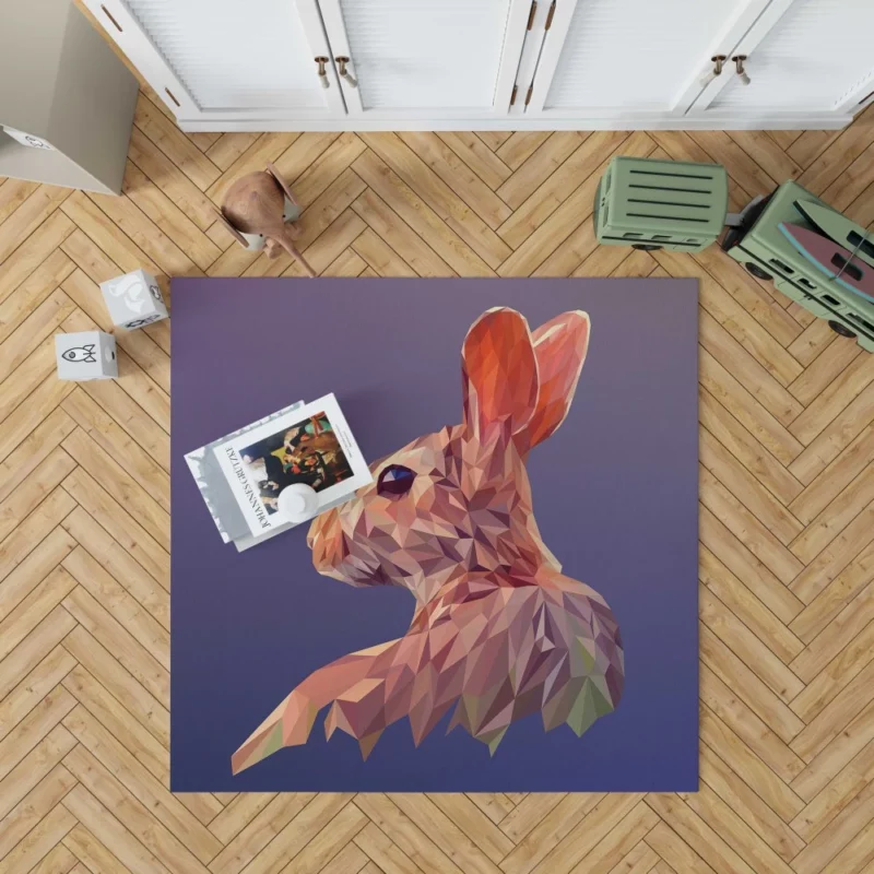 Rabbit Low Poly Facets Whimsical Art Rug