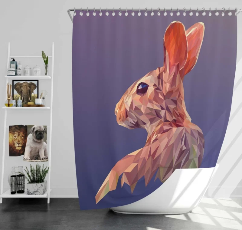 Rabbit Low Poly Facets Whimsical Art Shower Curtain