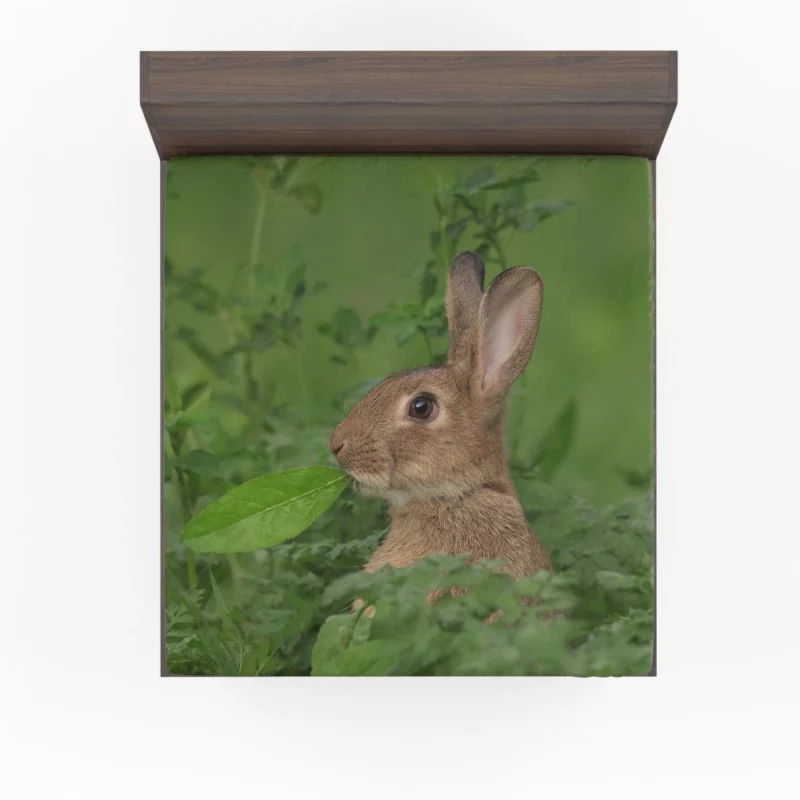 Rabbit Playful Stance Nature Whimsy Fitted Sheet 1