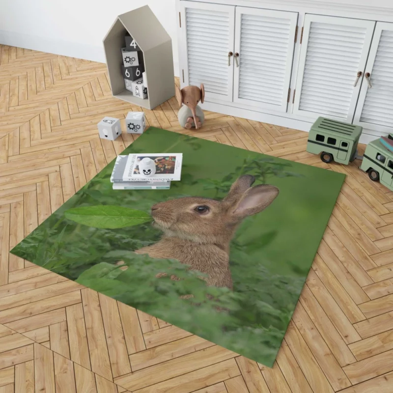 Rabbit Playful Stance Nature Whimsy Rug 1