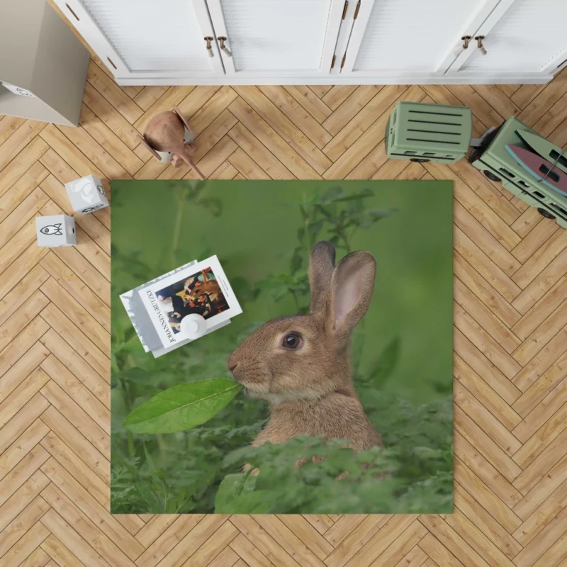 Rabbit Playful Stance Nature Whimsy Rug