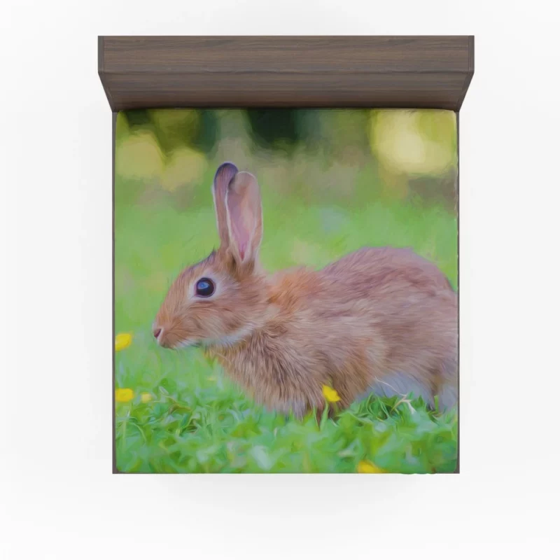 Rabbit in Artistic Oil Paint Filter Whimsical Charm Fitted Sheet 1